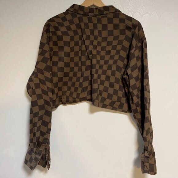 DIVIDED H&M Brown Checkerboard Women's High Waisted Jeans Size 10 - Picture 7 of 16